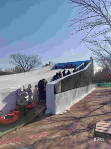 100CM 이상이면 탈수 있는 어린이 눈썰매장 슬로프