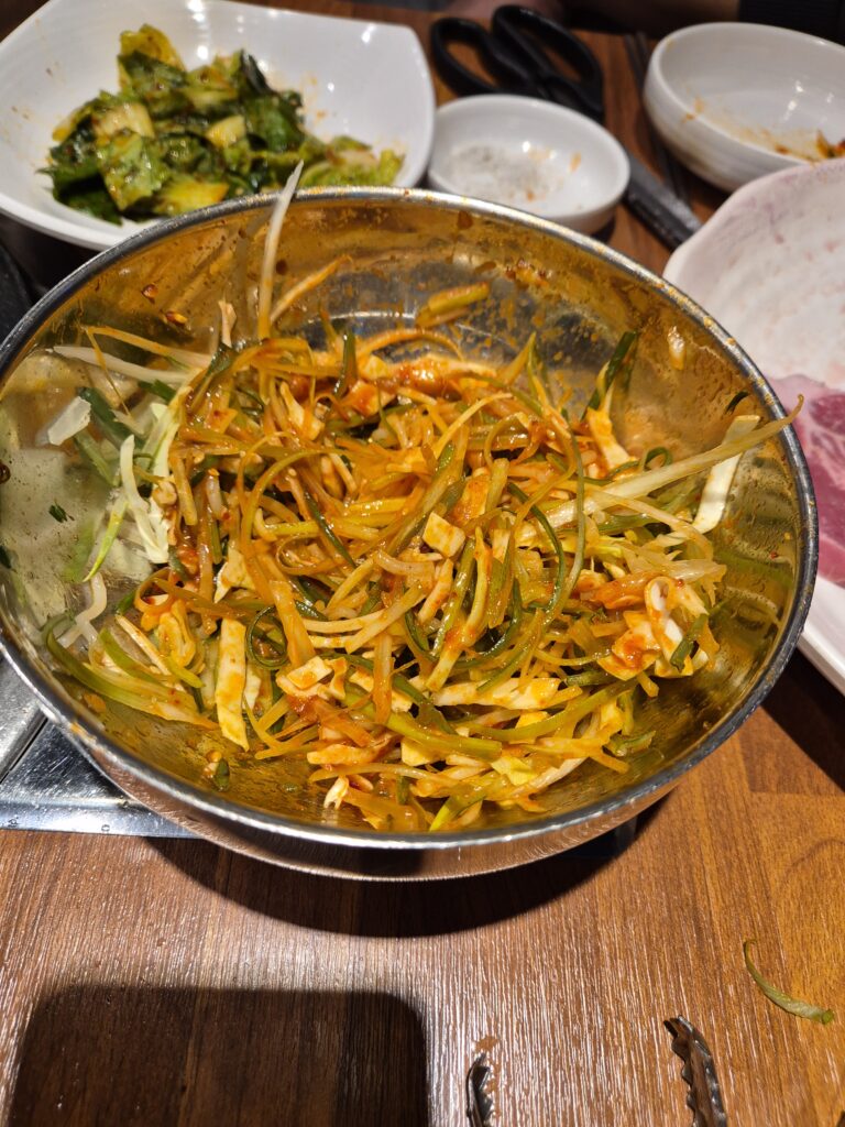 도안동 맛집 한마음 정육식당 최고반찬 파절이 쫄면