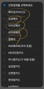 삼성페이 뿐만아니라 카카오페이, 네이버페이 왠만한건 다 결제가능함!