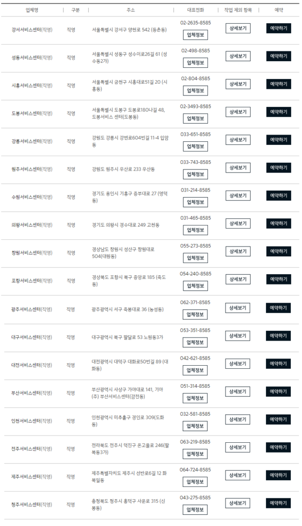 기아 오토큐 전국 직영사업소 주소 및 연락처
