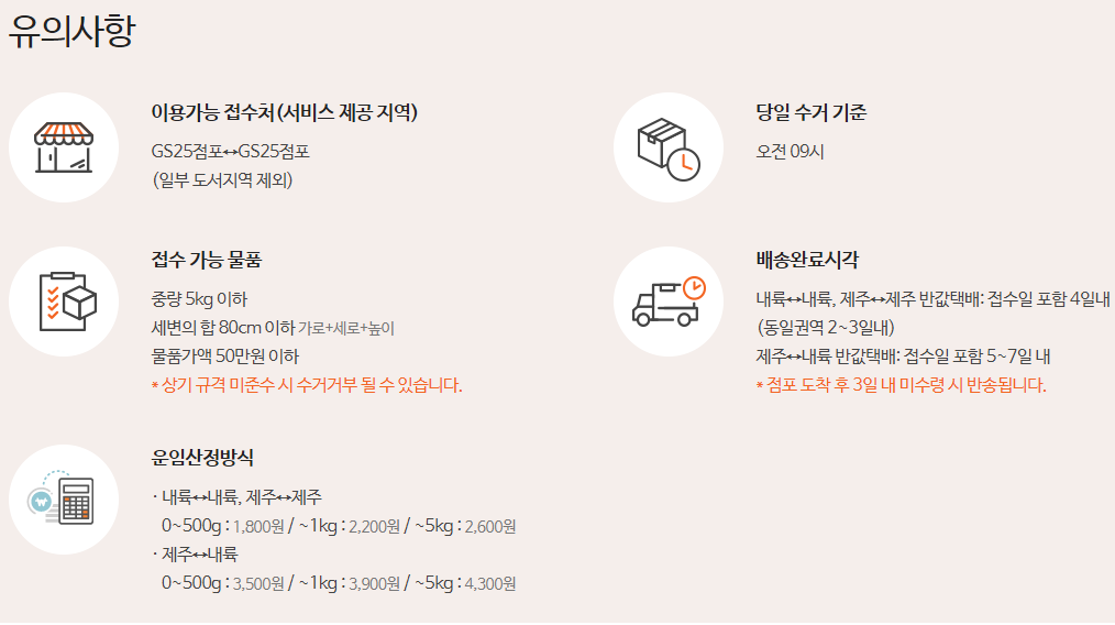 반값택배 유의사항
