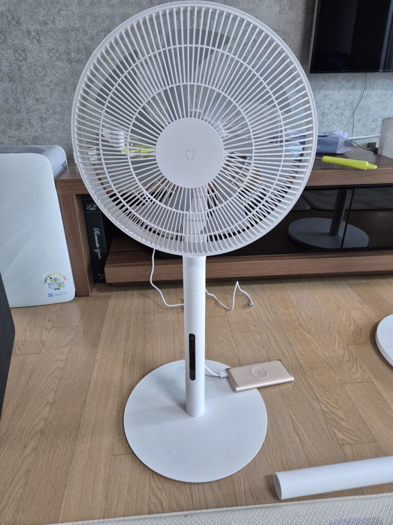 샤오미 9세대 선풍기 + 삼성 보조베터리 조합 작동 잘됨
