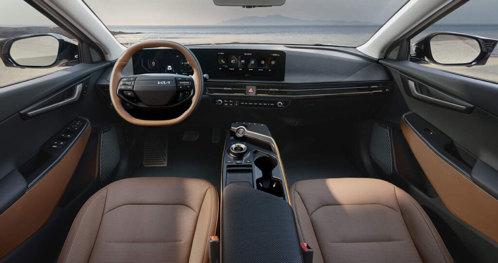 기아 ev6 2026년형 토피브라운 인테리어 1열 사진