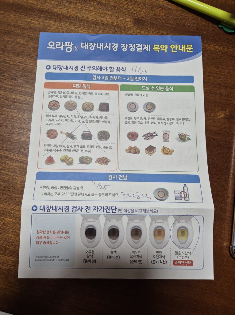 내시경 할때 안되는 음식