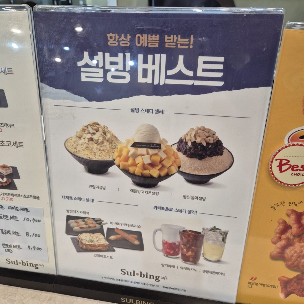 관저동 설빙 대표적 인기있는 빙수 종류