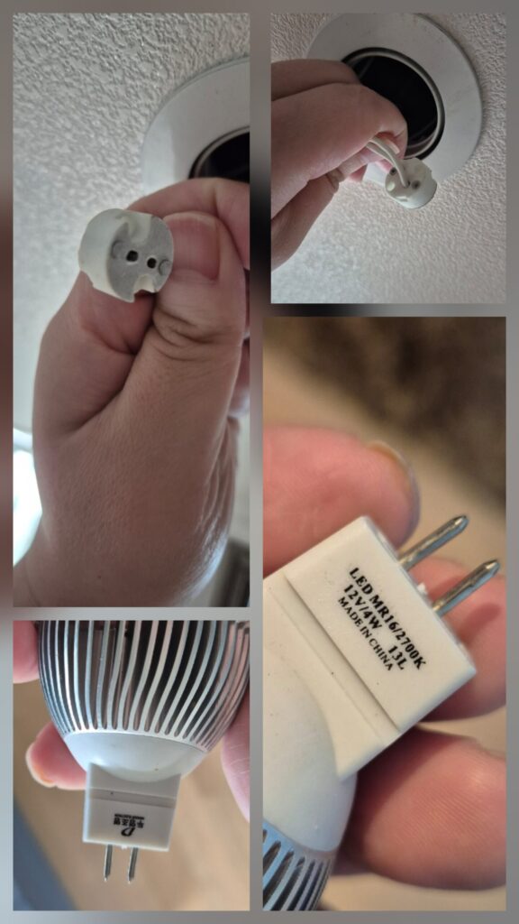 MR16 전등 소켓 과 고장난 전구