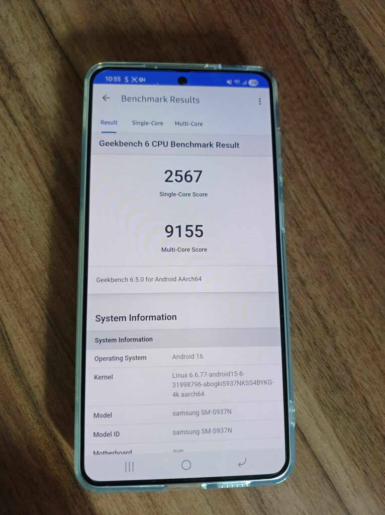 갤럭시 s25 edge 긱벤치6 결과