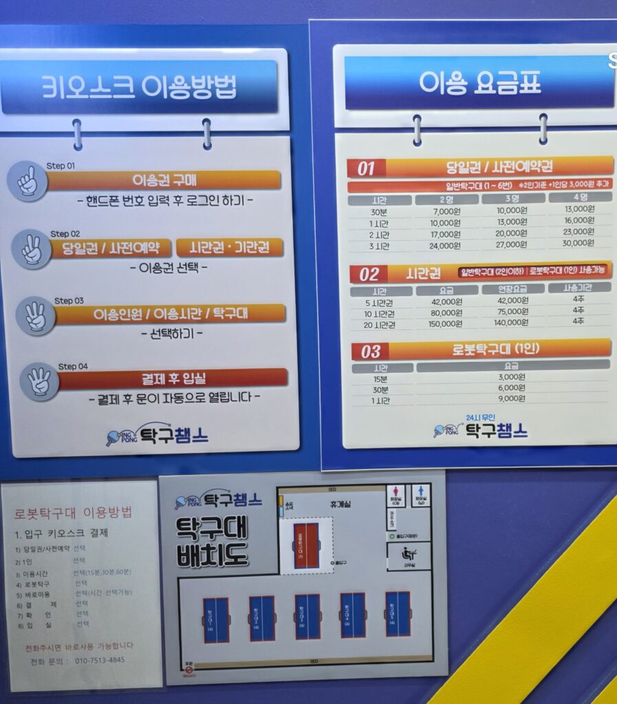 거제 무인탁구장 탁구챔스 이용방법
